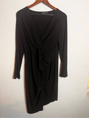 Black Wrap-Style Ruched Dress - Women size X-Large